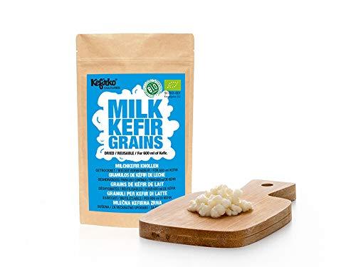 Kefirko Milk Kefir Grains - Organic & Vegan - Dehydrated to Make 6g Fresh Grains or 600ml Milk Kefir - Kefirko UK